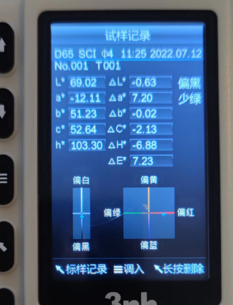 色差儀Labche值顯示